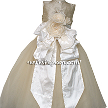 Toffee and ivory tulle flower girl dress