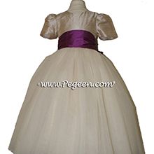 Toffee (champagne) ballerina style Flower Girl Dresses with layers and layers of tulle