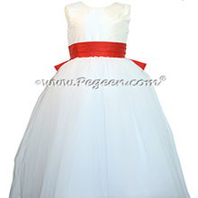 Christmas Red and Antique White ballerina style with white tulle
