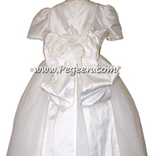 White communion dress with Pegeen Signature Bow in silk and tulle