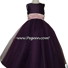Petal Pink and Wildberry Purple Tulle ballerina style FLOWER GIRL DRESSES with layers and layers of tulle
