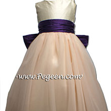 Deep purple and pink tulle flower girl dresses