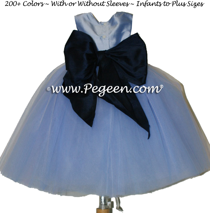 Wisteria and Navy Blue tulle ballerina FLOWER GIRL DRESSES - Degas style