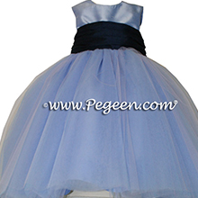 INFANT ballerina style Flower Girl Dresses with layers and layers of tulle in Wisteria and Navy Blue