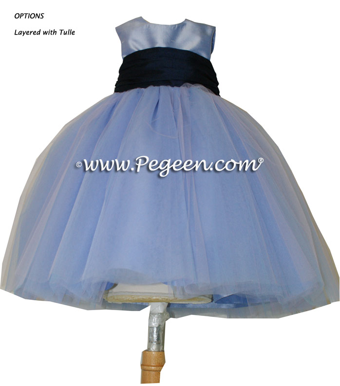 Wisteria and Navy Blue tulle ballerina FLOWER GIRL DRESSES - Degas style