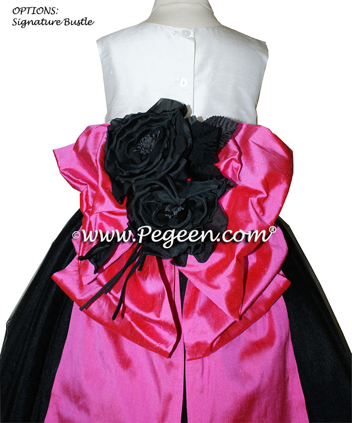 ballerina style FLOWER GIRL DRESSES with layers and layers of tulle Black and hot pink shock degas tulle ballerina tulle flower girl dresses