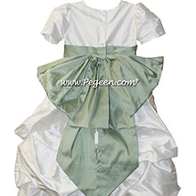 Celedon Green and Antique White Bubble flower girl dresses