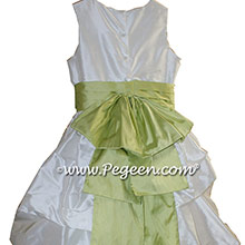 ANTIQUE WHITE AND Citrus GREEN PUDDLE DRESS WITH SLEEVES JR BRIDESMAIDS DRESSES