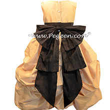 SPUN GOLD AND  black puDDLE DRESS WITH SLEEVES JR BRIDESMAIDS DRESSES