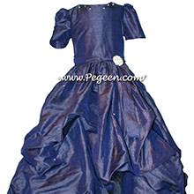 NAVY BLUE PUDDLE DRESS WITH SLEEVES JR BRIDESMAIDS DRESSES