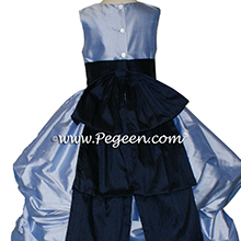 WISTERIA BLUE AND NAVY PUDDLE DRESS WITH SLEEVES JR BRIDESMAIDS DRESSES