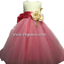 gumdrop pink ballerina style flower girl dress with layers and layers of tulle