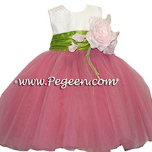 dotted swiss pink and white tulle flower girl dresses