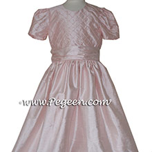 BABY PINK PEARLS AND TRELLIS SILK Flower Girl Dresses and Jr Bridesmaids Dresses