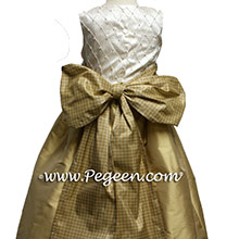 Pure Gold and Ivory silk flower girl dresses