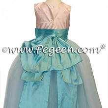Baby Pink and tiffanfy blue ballerina style FLOWER GIRL DRESSES with layers and layers of tulle