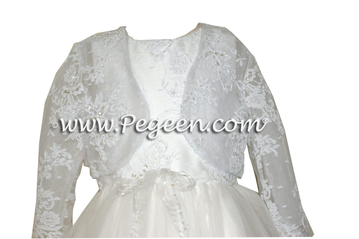 ALONCON LACE CUSTOM FLOWER FIRST COMMUNION DRESS WITH TULLE
