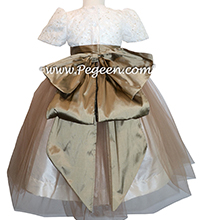 SESAME SILK AND NEW IVORY French Aloncon Lace and tulle junior bridesmaids dress