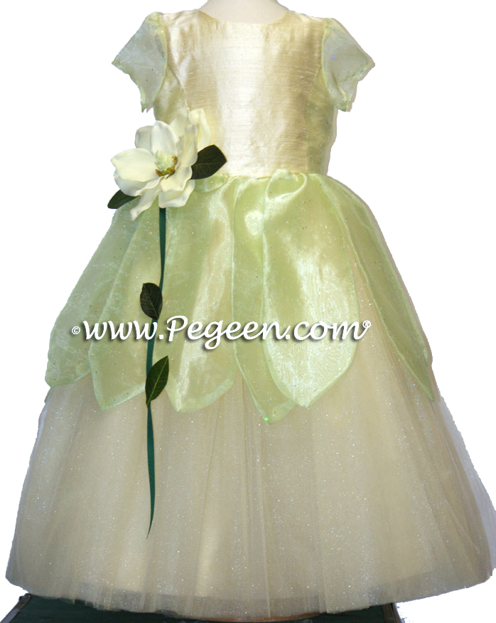 Baby Chick Princess Frog ballerina style flower girl dress with layers of tulle
