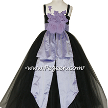Black and Lilac tulle silk jr. bridesmaids dresses