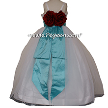 Tiffany blue and white flower girl dress