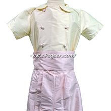 Bisque and Peony Silk Flower Girl Dresses with Ringbearer Suit