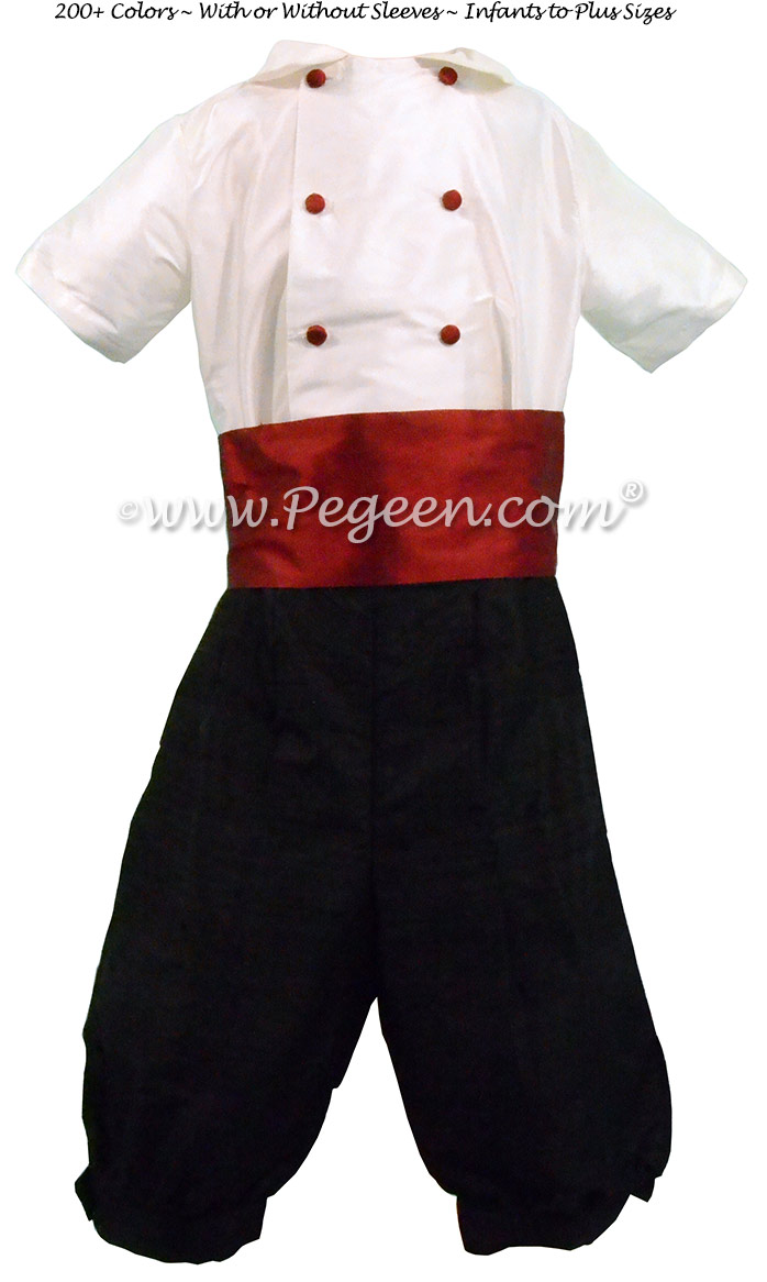 Style 509 Boys Ring Bearer Suit in Black and Christmas Red