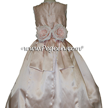 Ballet Pink Dupione and Pink Silk Charmeuse Custom Silk Flower Girl Dresses