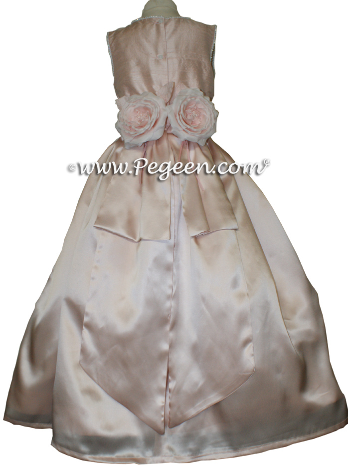 Pink Custom Silk Flower Girl Dresses  - Style 600
