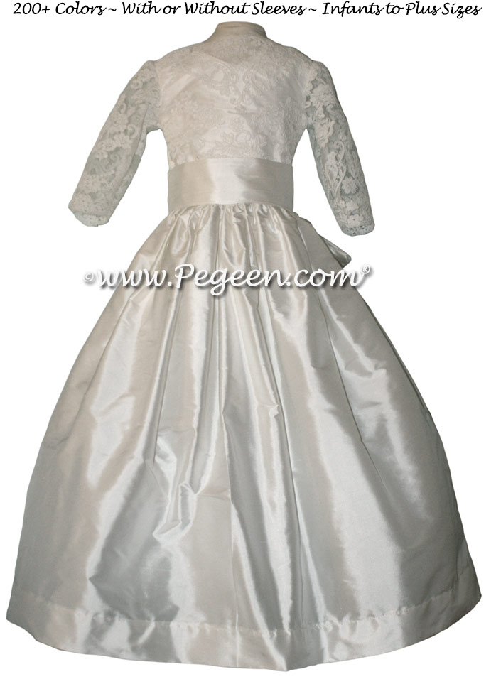 ALONCON LACE CUSTOM FIRST COMMUNION DRESS WITH LONG SLEEVES