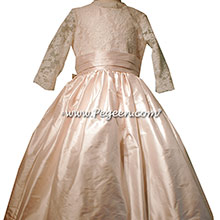 Antique White and Blush Pink  Silk Flower Girl Dresses Style 694 from Pegeen