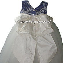 Antique white and Royal Purple ballerina style Flower Girl Dresses with layers of tulle