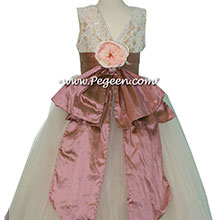 Canyon and pure gold tulle flower girl dresses