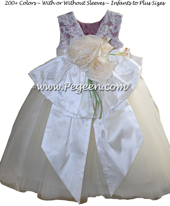 New Ivory and Thistle aloncon lace and tulle silk flower girl dresses