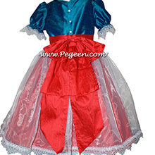 Peacock and Santa Red Silk Nutcracker Party Scene Dress Style 703