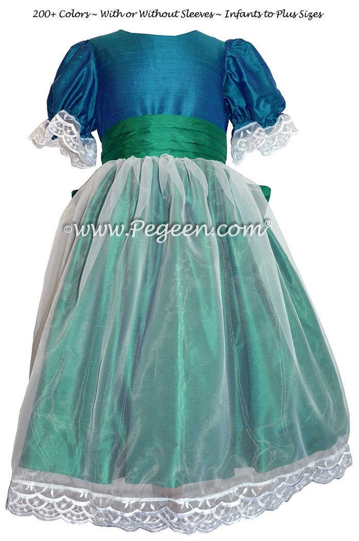 Peacock and Shamrock Green Silk Nutcracker Party Scene Dress Style 703 by Pegeen