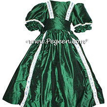Forest Green silk style Nutcracker Party Scene Dress for Clara | Pegeen