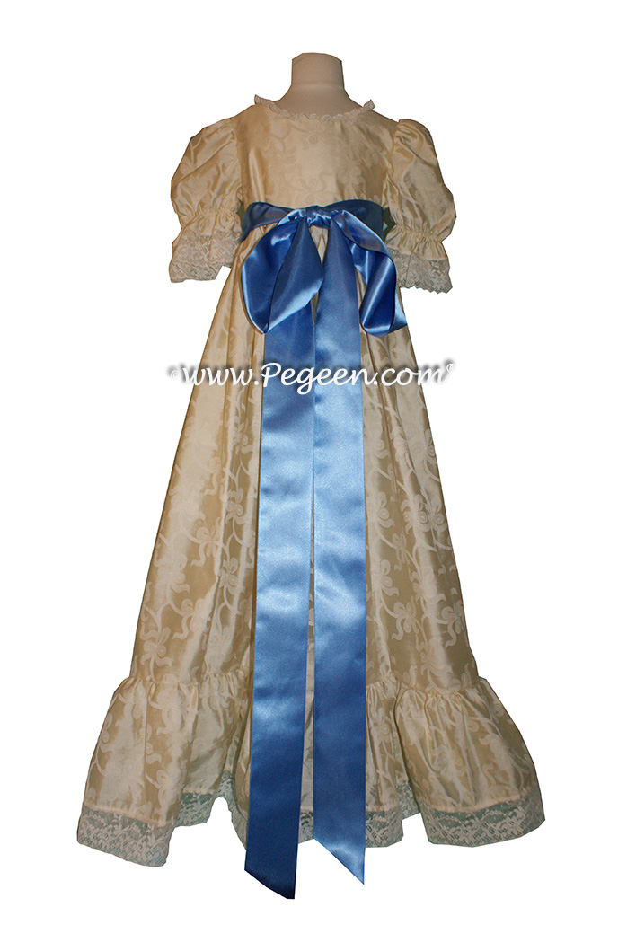 Clara's simple nightgown with a silk damask bow pattern for a Nutcracker Performance - Style 707