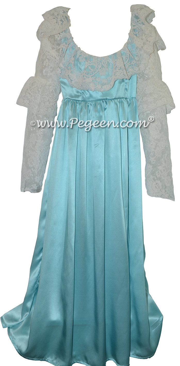 Clara Nutcracker Suite Nightgown dress in Turquoise Charmeuse Silk for ballet