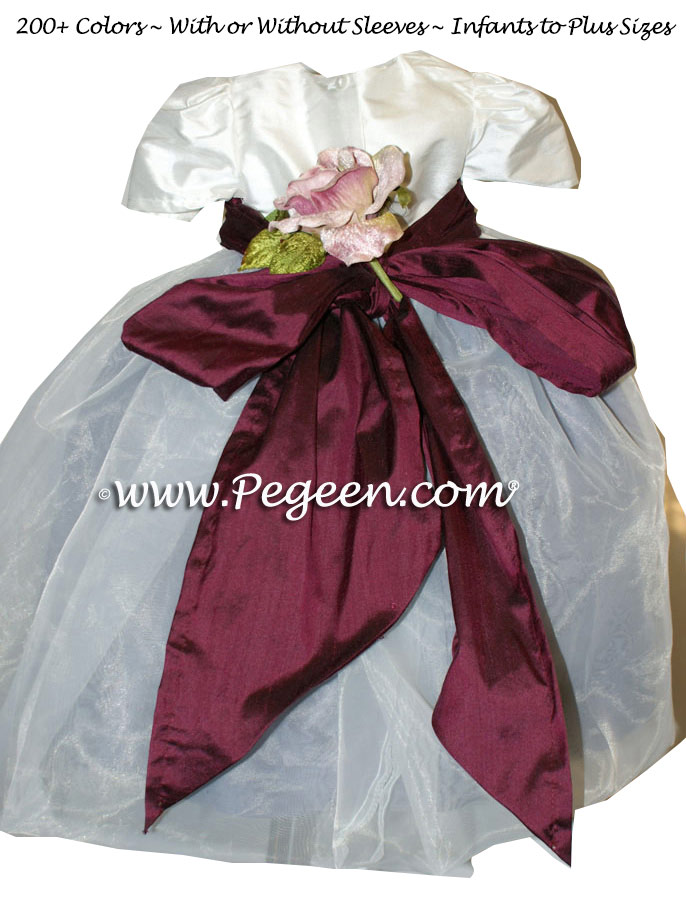 Eggplant, Ivory and Euro Lilac Organza Infant Flower Girl Dresses