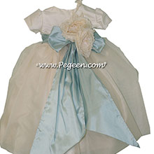 Baby Blue and New Ivory organza flower girl dress
