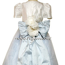 Baby Blue and Antique White organza Flower Girl Dresses by PEGEEN