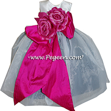 Boing Hot pink, Black and Antique White organza Infant Flower Girl Dresses