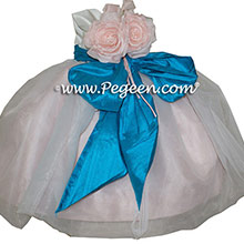 Peony Pink, Malibu Blue Infant Flower Girl Dresses Style 802