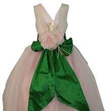 Petal Pink and Emerald and White  Custom Silk Flower Girl Dress style 802