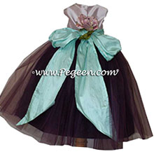 Lavender, plum and aqualine tulle silk flower girl dresses