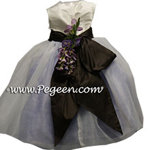 Lilac and brown infant flower girl dresses