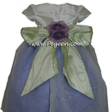 Periwinkle and Antique White Organza Flower Girl Dresses by PEGEEN
