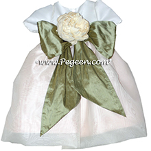 Infant style Flower Girl Dresses In Wheat and Sage Green Style 802