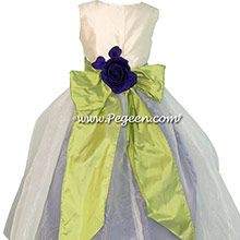 Royal Purple and New Ivory organza Infant Flower Girl Dresses